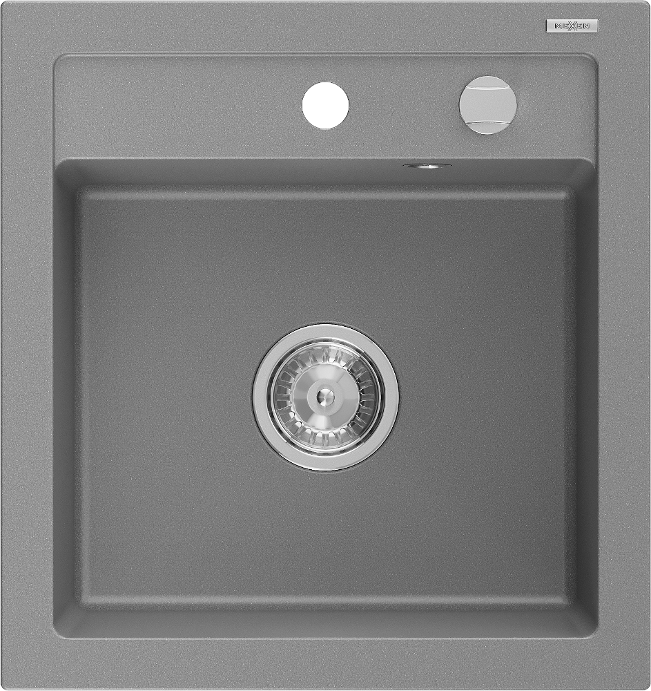 Mexen Vito granitizlietne 1-kameru izlietne 520 x 490 mm, pelēka, sifons hroms - 6503521000-71